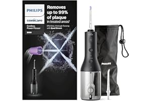 Philips Sonicare Wireless Power Flosser 3000 Oral Irrigator, Water Flosser for Teeth, Gums and Dental Care, in Black (Model HX3826/33)