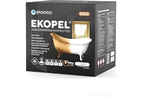 EKOPEL badfärg 2K GULD. Luktfri Ett tjockt, slätt lager. 24 st. härdningstid. (3,35 kg (badkar upp till 1,7 m längd)