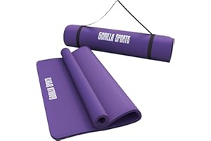 GORILLA SPORTS® Tapis Yoga - 190x60x1,5cm ou 190x100x1,5cm, avec Sangle Transport, Antidérapant, Couleurs au Choix - Fitness, Mat, Entraînement, Pilates, Exercice