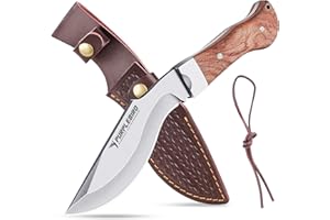 PURPLEBIRD Cuchillo al aire libre Cuchillo de caza de hoja fija,Cuchillo de camping Bushcraft,Cuchillo de supervivencia afilado con funda Cuchillo de cinturón Full Tang