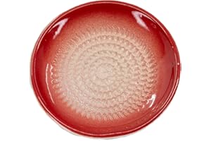 Kaladia Keramik Reibeteller/Keramikhobel Unifarbend - ideal für Ingwer, Parmesan etc. - in Rot - Durchmesser: 12 cm - handgemacht & handbemalt - Made in Spain