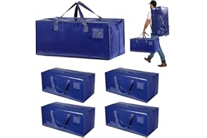 Focenat Lot de 4 Sac de Déménagement Extra Larges, 92L Sacs Déménagement Pliable avec Sangles de Sac à Dos et Poignées Solides, Sac Rangement Vetement robustes pour Vêtement & Linge de Lit