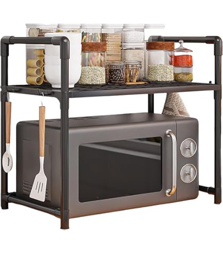 Scaffale Per Microonde A 2/3 Livelli - Organizer Cucina Salvaspazio Con Ganci - Foto 6