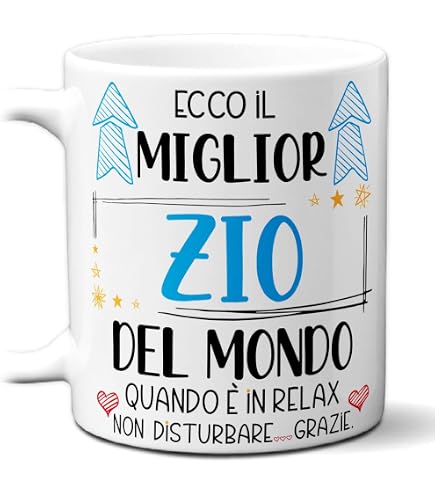 Tazza Da Colazione In Ceramica – "Lo Zio Più Bello Del Mondo" – Bianca – Idea Regalo Originale Per Compleanno O Festa - 4