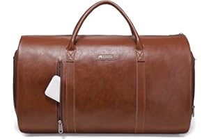 Modoker Convertible Leder Kleidersack, Handgepäck Kleidersäcke für Reisen, Kleidungsstück Duffel Bag, C-braun, Modoker Kleidersack für Anzuggepäck