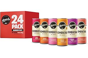 Remedy Kombucha Tea - Rainbow Mixed Pack - Sparkling Live Cultured Drink - Naturally Sugar Free Soft Drink - Probiotic Drink for Gut Health - 24 x 250ml