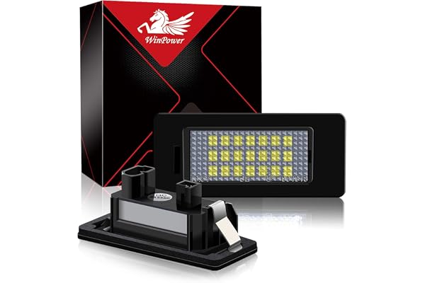 WinPower LED Éclairage Plaque Immatriculation Auto Ampoules CanBus 6000K Blanc 18 SMD Feux Arrière pour E39 E60 E61 E71 E72 E82 E84 E88 E90 E91 E92 E93 M3 M5 F10 F11 F18 F25 etc., 2 Pcs