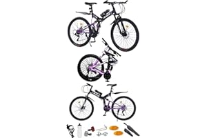 GENERIC 24", 26”, 27.5 Inch Mountain Bike, Foldable Adult & Teenager Bicycle, City Bike, Commuter Cycle, Unisex Men & Women MTB, Dual Suspension,19 KG Lightweight, Dual Disc Brake, 21 Speed
