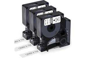 Aken A45013 Ruban Compatible avec Dymo D1 12mm x 7m Noir sur Blanc, Recharge pour Dymo 45013 S0720530 Compatible avec LabelManager 160 280 210D 360D 420P Etiqueteuses