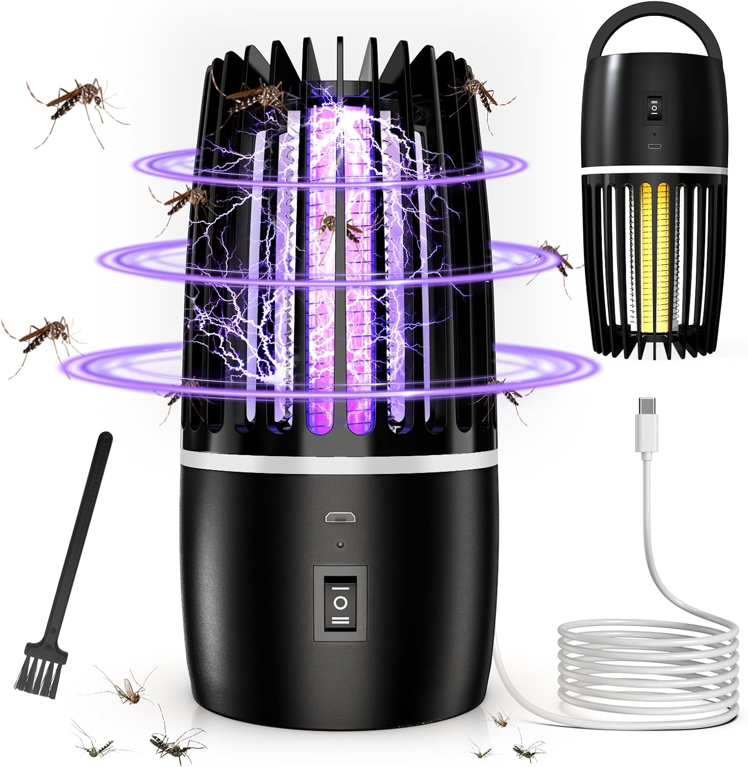 Lámpara Antimosquitos Eléctrico, 4000mAh Recargable Matar Repelente de Insectos Interior Exterior lampara Antimosquitos Anti Mosquitos Control de Plagas para Patio Trasero Camping