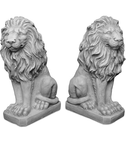 Gartenstatue Liegender Löwe – Wächter-Löwe Aus Magnesiumoxid, 55 Cm L, Schwarz, Wetterfest