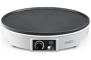 SIMEO SIMÉO - Crêpière Électrique CRE245 - Cuisson Homogène, Revêtement Anti-Adhésif, Thermostat Réglable - Appareil à Crêpes Sucrées ou Salées - 7 x ∅30 cm - Blanc