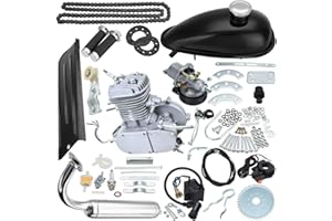 OUNUO 80CC Fits 26" 28" Bicycle Engine Kit, Bike Bicycle Motorized 2 Stroke Petrol Gas Motor Engine Kit Full Set (Silver-upgraded version)