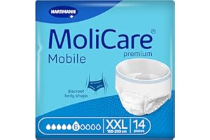 MoliCare Premium Mobile Lot de 14 culottes d'incontinence en 6 gouttes Taille XXL pour femmes et hommes avec incontinence moyenne, protection supplémentaire contre les fuites, protection avancée de la