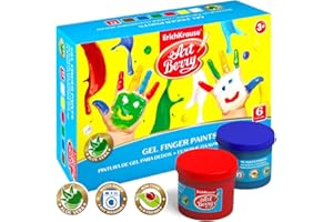 Artberry Fingerfarben Set für Kinder 6 Stück Gemischt mit Aloe Vera | 6x100ml Ungiftige Fingermalfarben | von Erich Krause
