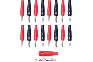 JZK 16 pezzi Nero Rosso Set di connettori a banana nichelati da 4 mm, a vite, senza saldatura, con guaina in gomma morbida,connettore per cavi di altoparlanti per test elettrici