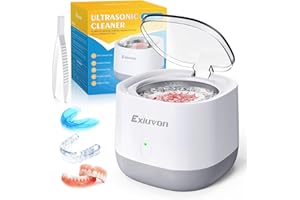 Exluvon Ultrasonic Retainer Cleaner, 45kHz Ultrasonic Dental Cleaner Machine, 250ML Ultrasonic Cleaner for Dentures, Retainer