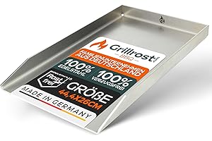 Grillrost.com Das Original Edelstahl Grillplatte | Plancha 44,3x26cm - passend für Weber Spirit | 4mm Massiv