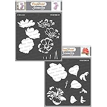 CrafTreat Pochoirs à Fleurs à Points Réutilisables Pour Peindre Sur Bois, Tissu Et Sol Fusion De Fleurs Points Négatifs 6 X 6 Pouces Pochoirs D'art Et