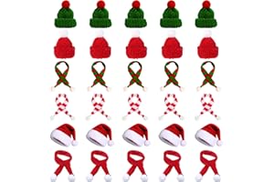 SCINZENE 30 Stück Kleine Weihnachtsmützen, Mini Weihnachtsmützen, Weihnachtsmütze, Weihnachtsmützen, Likörflaschen Weihnachten, Wichtelmütze, Nikolausmütze, Wichtelmütze, Weihnachtsmütze Kinder