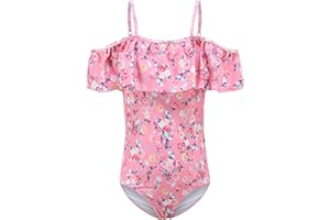 Aisyee Mädchen Badeanzug Kinder Einteiliger Bademode Hawaiian Rüschen Floral Mädchen Badebekleidung 3-16 Jahre