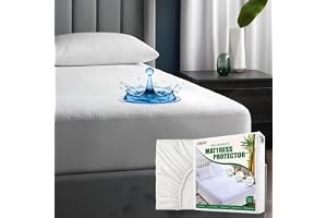 DXCFIT 100% Waterproof Mattress Protector - Soft Cotton Terry Surface, Breathable & Noiseless Fitted Mattress Cover, Hypoallergenic Pad, Topper, Machine Washable Sheet (King Size (180x200x30)