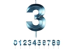 MACLUNAR Candele Compleanno 3 Anno,3D Numero Candele, Blu Numero 3 Candele di Compleanno Candele Torta Decorazione, Adatto A Feste di Compleanno Festa Baby