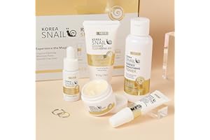 LAIKOU Escargot Collagène Soins pour le Visage, Ensemble de Soins de la Peau, 5 Pièces Kit de Soins de La Peau Hydratants, Tonique, Nettoyant, Crème Yeux, Sérum,Crème, pour Adolescentes et Femmes