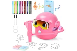 Charmofun Robot che Disegna per Bambini, Robot Disegno on 100 Cartoline, Robottino Giocattolo per Apprendimento Precoce, Robots Interattivo Vocale per Bambino Bambina dai 3 Anni in su (Rosa-2)