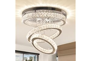 Finktonglan Lustre Plafond lumineux LED LED moderne en cristal pour chambre à coucher, salle à manger et salon (couleur changeante)