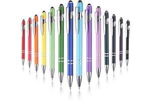 JIANTA 14 Pezzi Penne a Sfera Retrattili con Punta Stilo, Penna a Sfera Stilo 2 in 1, Penna Stilo in Metallo ad Inchiostro Nero da 1,0 mm per Schermi Tattili, Penna Creativa per Cancelleria Regalo