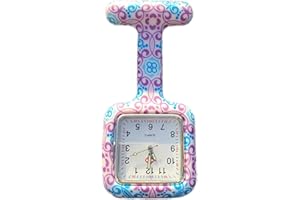 Boolavard®TM Montre gousset carrée en silicone pour infirmière Motif volutes