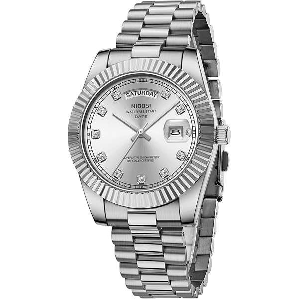 JewelryWe Orologio Uomo Donna Diamanti – Quadrante Con Calendario E Lancette Luminose – Regalo Con Custodia Inclusa - 3
