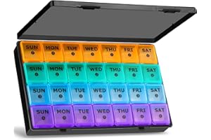 Yaklim Miesięczny organizer na tabletki: bardzo duży miesięczny organizer na tabletki 4-tygodniowy codzienny pojemnik na tabletki z pyłoszczelnym etui na tablet - 28-dniowa podróżna pudełko na leki na