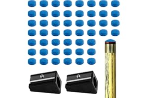 Jiujuda9 50 Pcs Pool Cue Tips, Snooker Cue Tips 10mm, Leather Blue Diamond Pool Tips Snooker Tips Billiard Tips Pool Stick Replacement Tips for Pool Cues Snooker Accessories, with 2 x Trimmers