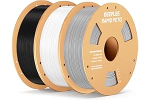 DEEPLEE Filamento de impresión RAPID PETG 1,75 mm 1 kg de filamento negro x1 blanco x1 gris x1