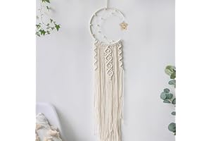 INCETUE Dream Catchers Wall Hanging Decoration, Boho Moon Dreamcatcher Ramadan Decorations, White Large Dream Catchers with Tassel for Bedroom, Handmade Tapestries for Wedding and Holiday Decorations