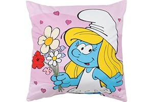 United Labels Smerfy poduszka - pluszowa poduszka dekoracyjna Smerfy, poduszka dekoracyjna, poduszka do siedzenia, różowa 40 x 40 cm