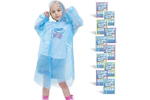BREENHILL Disposable Rain Ponchos for Kids,Rain Ponchos Family Pack,Clear Kids Ponchos,Individually Wrapped.