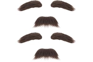 HAIFAFAFAING 2 Sets Fake Schnurrbart und Augenbrauen Set, Selbstklebend Fake Bart Zubehör für Halloween, 100 Tage Schule, Rollenspiel