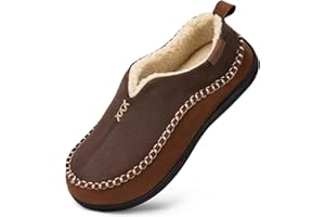 EverFoams - Pantofole Mocassino in Micro Suede Memory Foam con Fodera in Sherpa Fuzzy e Suola Antiscivolo per Uomo