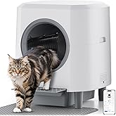 Ellenpent Closed Self-Cleaning Rotary Litter Box, Odorless And No Shoveling | Automatic Sandbox with Anti-Trap, with APP Cont