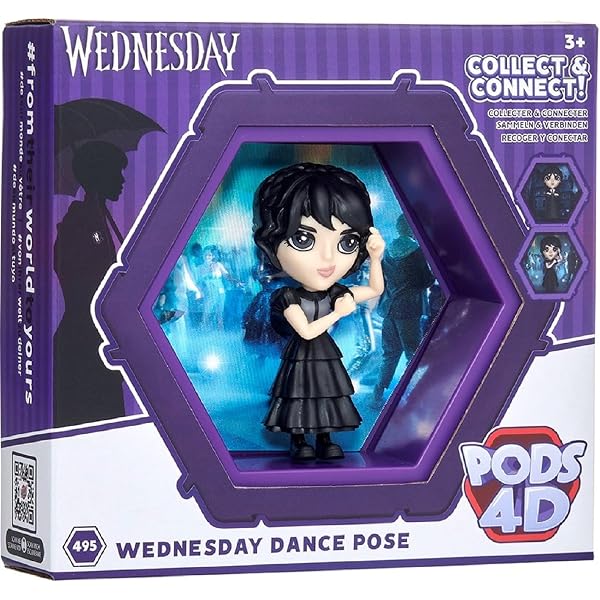 T-shirt Enfant Wednesday Addams - Motif Cercueil Et Pois, Manches Courtes, Noir - License Officielle - 3