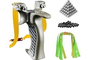 GOMETY Zwille Steinschleuder Profi für Jagd Slingshot – Clip-Anbindungstechnik Schleuder aus Edelstahl Holz Griff Katapult Set mit Gummibänder Tonkugeln, für Erwachsene, Jagd und Outdoor-Aktivitäten