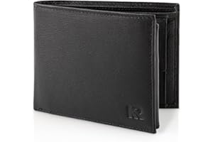 KRONIFY Leder Geldbörse Herren I Echtleder Portmonee I RFID Schutz I Querformat I Geldbörse mit Münzfach I 13 Kartenfächer I Geldbeutel Herren I Geschenk Box I Nappa Schwarz