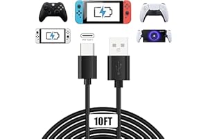GAMSURFING 10FT/3m Fast Charging Cable for Xbox Series X S/PS5 DualSense/Switch Pro Controller,Replacement USB C Cable Charger Wire Power Cord for Nintendo Switch/Steam Deck/Samsung Galaxy S9 S8 Note 8,etc