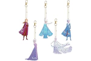 POCHY Doppia Faccia Painting Portachiavi Kit, 5 Pezzi 5D DIY Pittura Diamante Portachiavi, 5d Diamond Painting Kit per Decorazione Zaino Borsa Borsetta