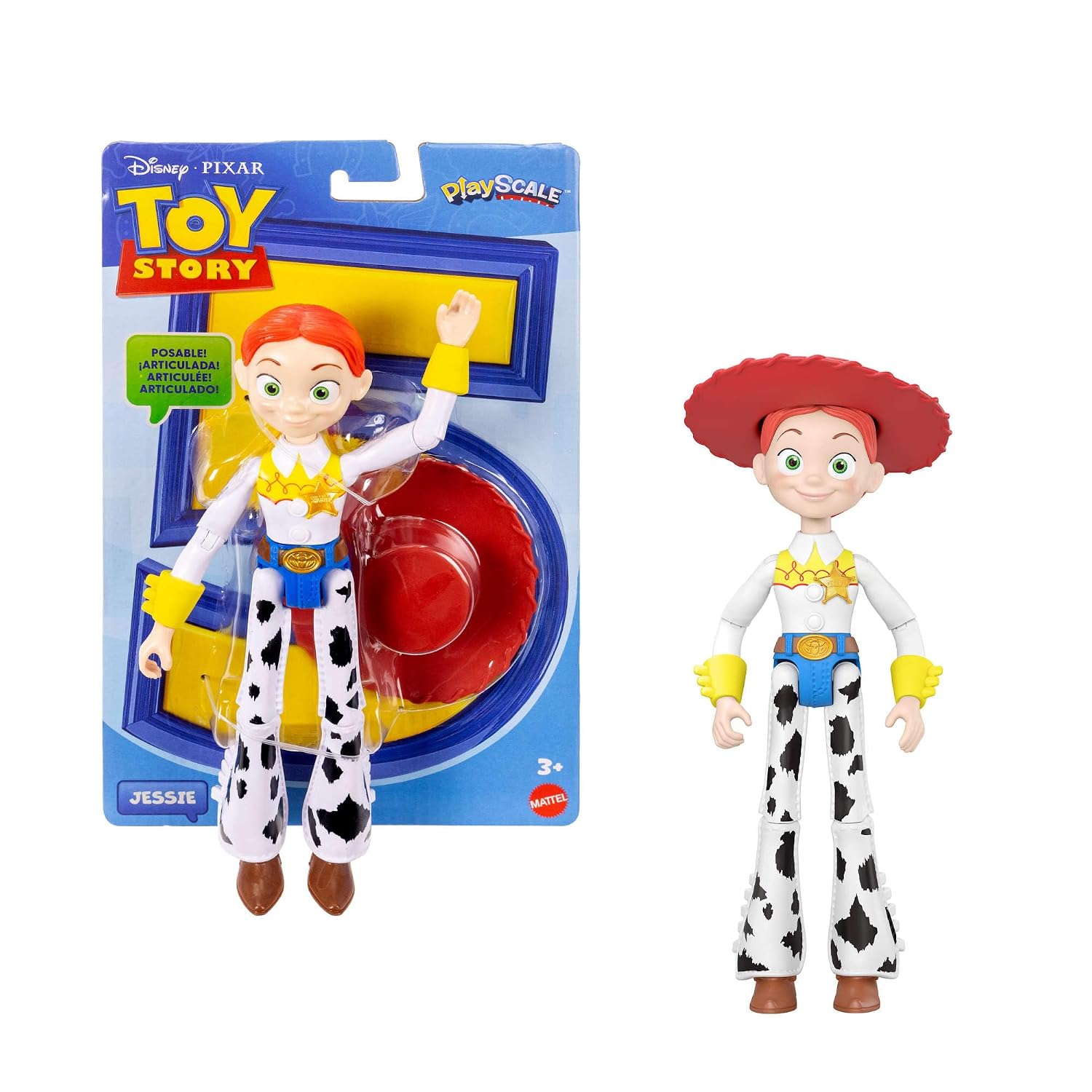 Mattel Disney y Pixar Toy Story 5 Jessie Figura de acción | Escala 18 cm, 1 personaje clave, más de 8 articulaciones, diseño fiel a la película, JKV16
