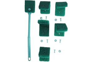 Serlium Spugna per La Pulizia Dell'acquario, Detergente per Raschietto per Acquario a Manico Lungo Spugna per Acquario a Doppia Faccia con Fori per Appendere L'acquario in Vetro(Verde)