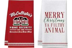 CHEROLOVEN Home Alone Küchentücher, 2 Stück, lustige Weihnachts-Geschirrtücher, für Zuhause, Allein, Geschenke, Urlaub, Küche, Badezimmer, Dekoration, Weihnachts-Handtücher, weißer Elefant, Geschenke für